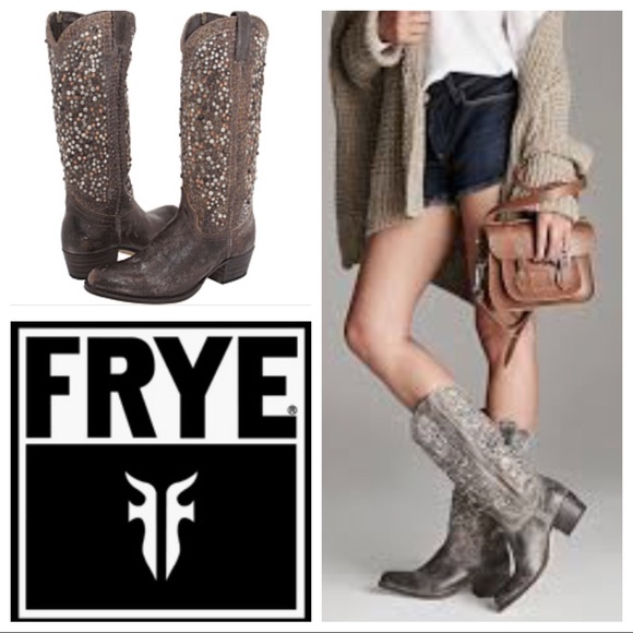 frye deborah studded boots